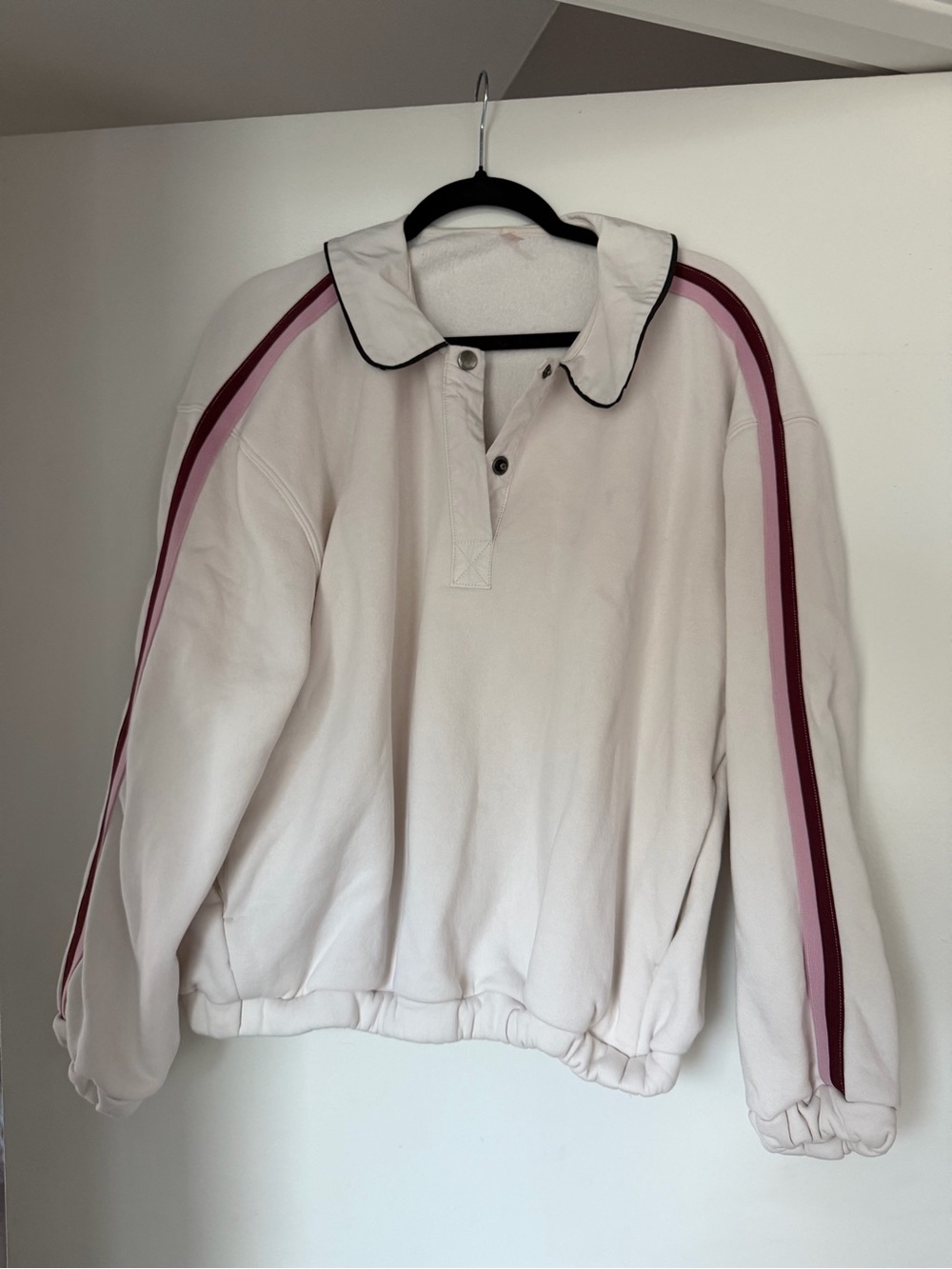 FP Movement by Free People Cream Pullover with Pink and Burgundy Stripes